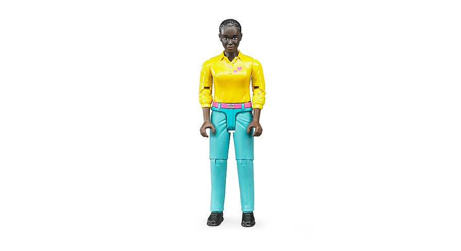Woman, dark skin, turquoise jeans