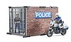 bworld Police station with police motorcycle and figures
