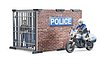 Comisaría bworld con motocicleta de policía