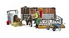 bworld Cow and calf barn with farmer, cow and calf