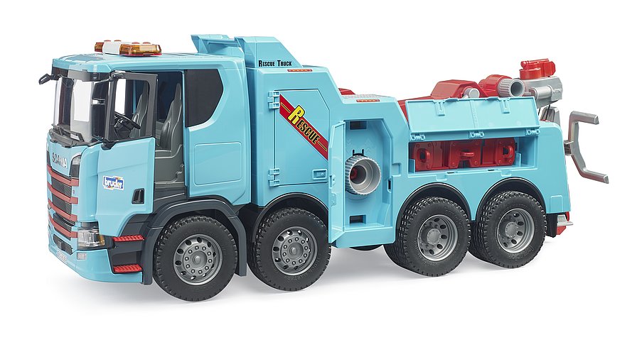 Camión-grúa de rescate y remolque Scania Super 560R con módulo de luces y sonido
