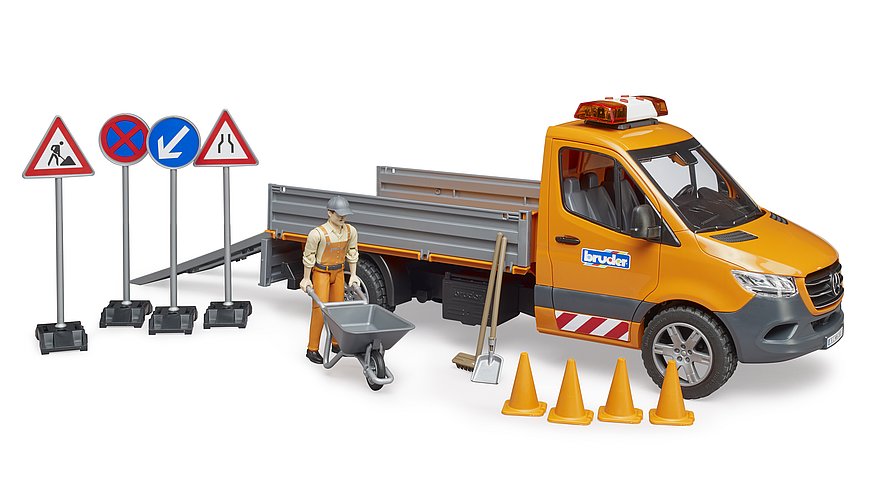 Camion municipal Mercedes Benz Sprinter avec conducteur, accessoires et module son et lumière