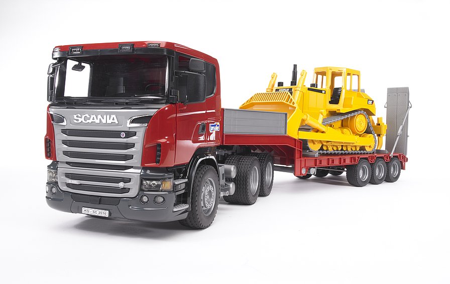 Bruder 90cm 1:16 Scania R-Series Low Loader Truck/CAT Bulldozer Tractor Kids Toy 
