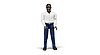 Man, dark skin, darkblue jeans