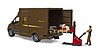 Camion UPS Mercedes Benz Sprinter avec conducteur et accessoires