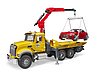 MACK Granite tow truck with BRUDER Roadster