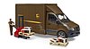 Camion UPS Mercedes Benz Sprinter avec conducteur et accessoires