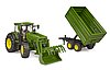 John Deere 7R 350 with frontloader and tandemaxle tipping trailer
