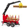 Remorque forestière avec grue de chargement et grappin