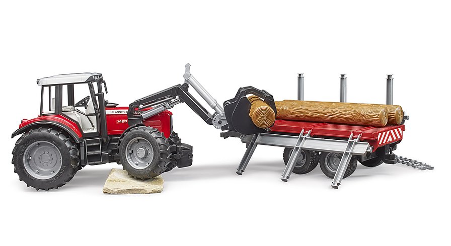Massey Ferguson 7480 con cargador frontal, remolqu
