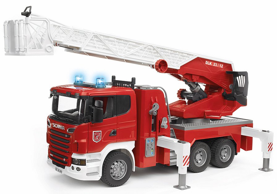 Bruder Scania R-Series Fire Engine & Ladder Water Pump Kids Toy Model Scale 1:16 