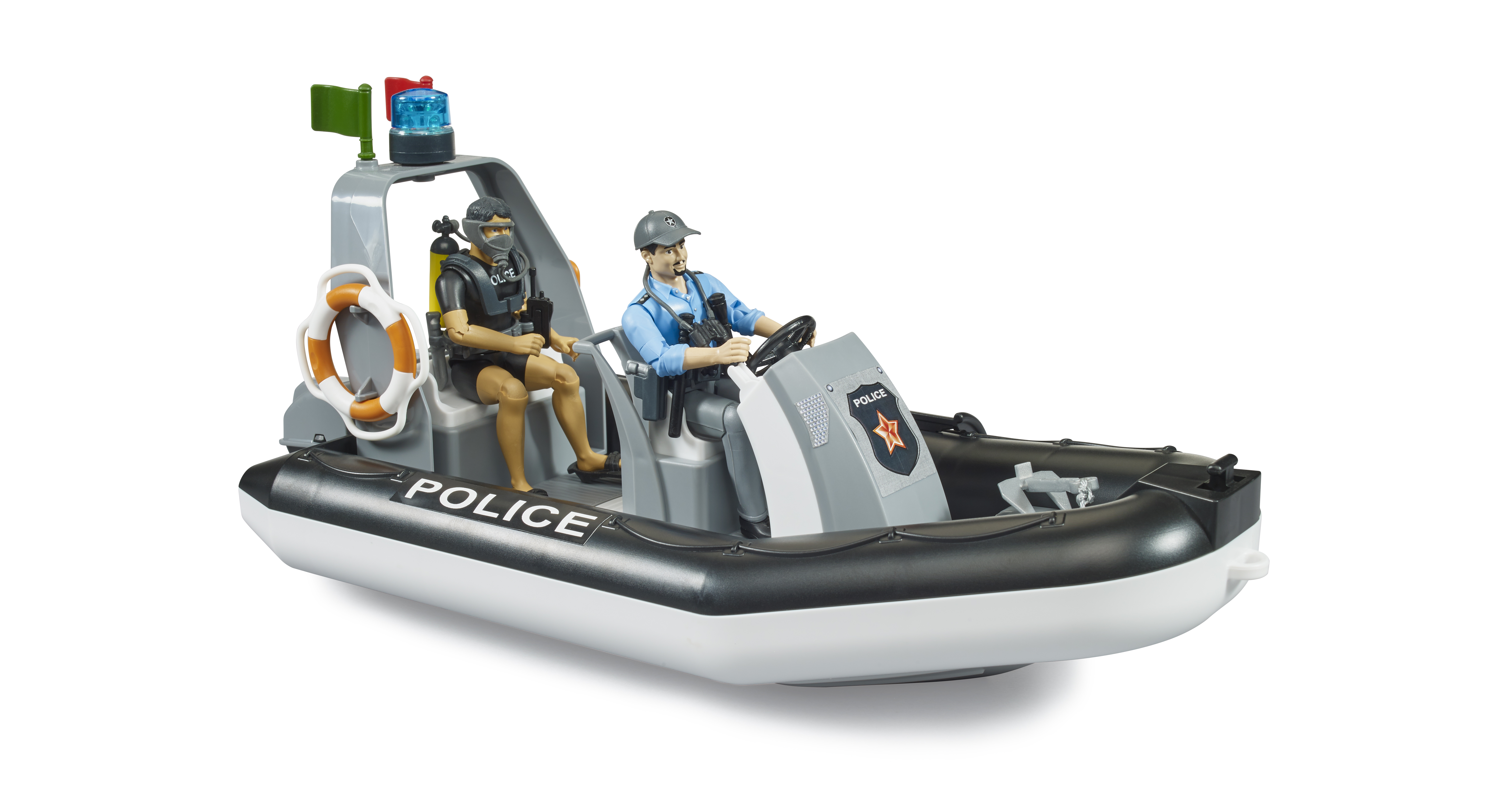 bworld Police boat with rotating beacon light, 2 figures and accessories bworld Police boat with rotating beacon light, 2 figures and accessories