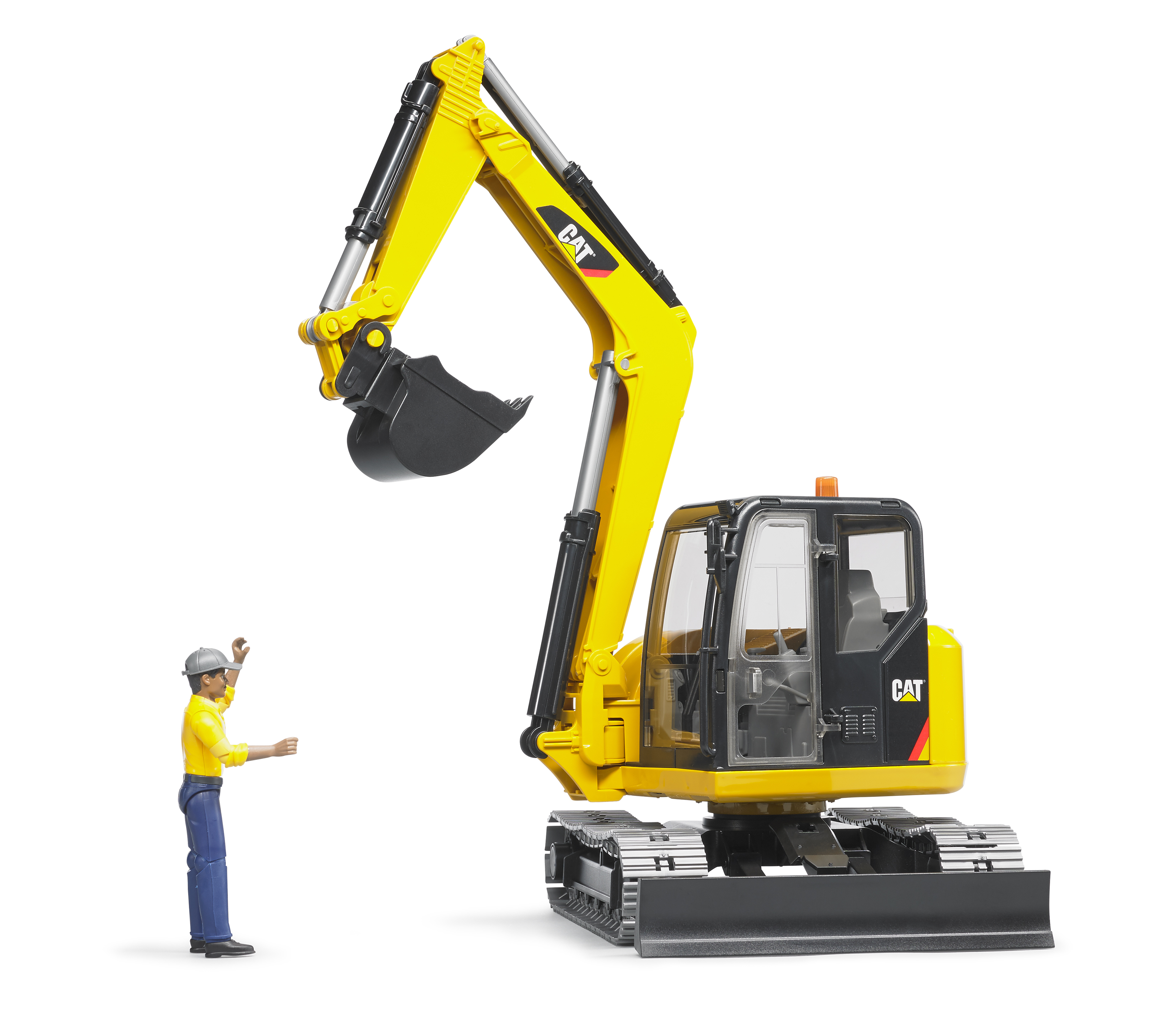 Cat Miniexcavadora con trabajador