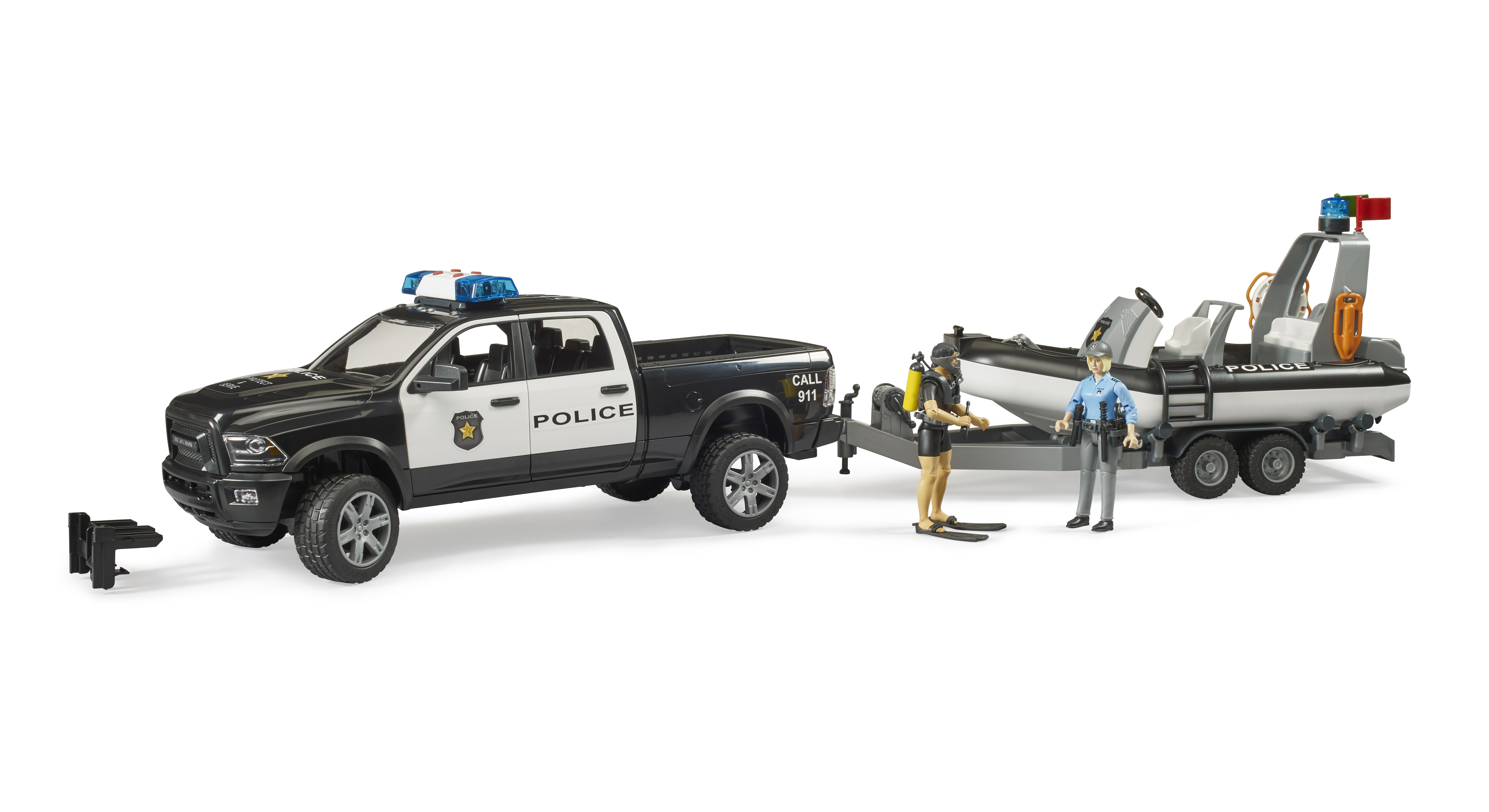 Pick-up de police RAM 2500 avec module L + S, remorque, bateau, policière et plongeur Pick-up de police RAM 2500 avec module L + S, remorque, bateau, policière et plongeur