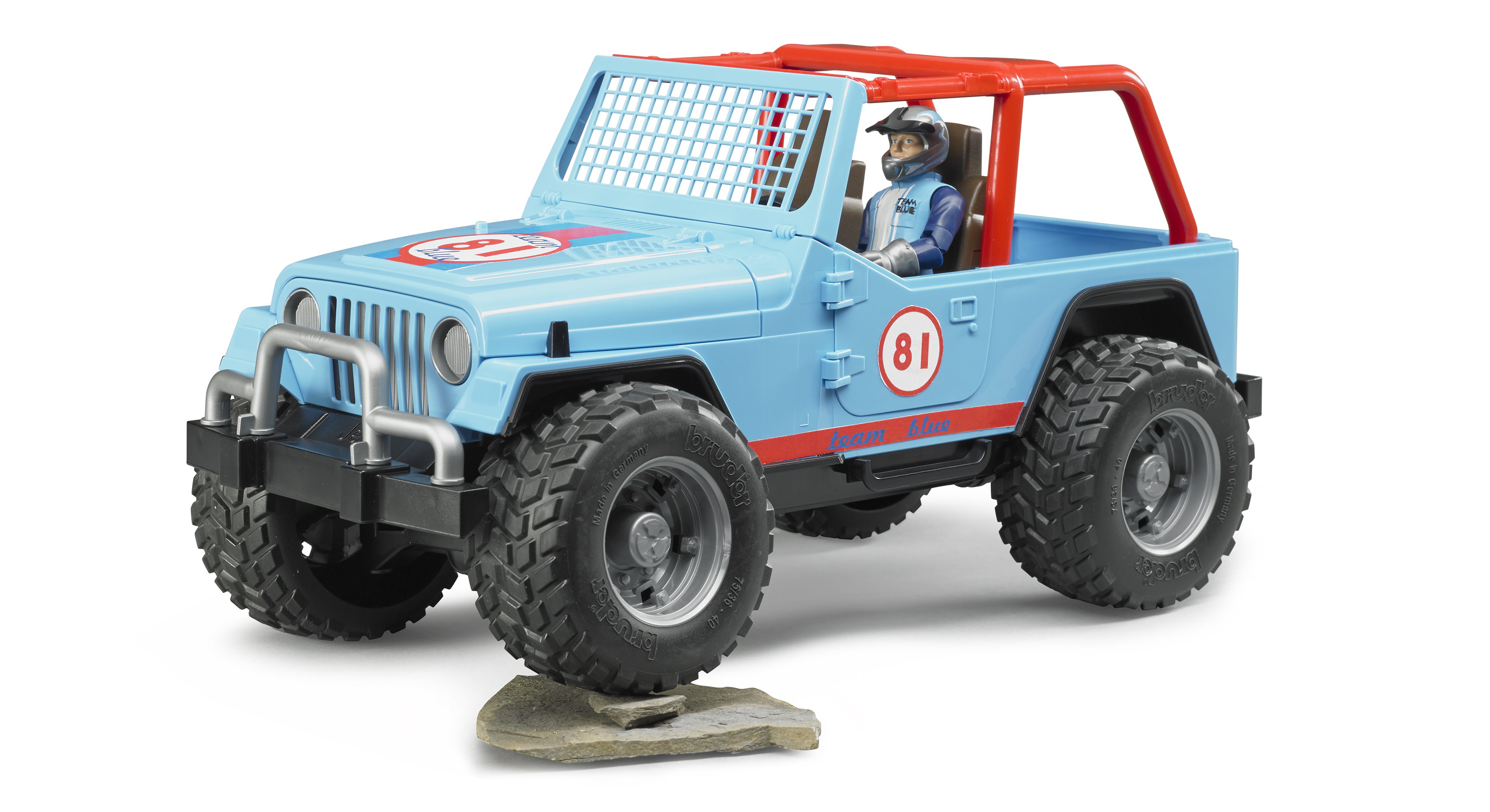 Jeep cross country racer bleue avec conducteur