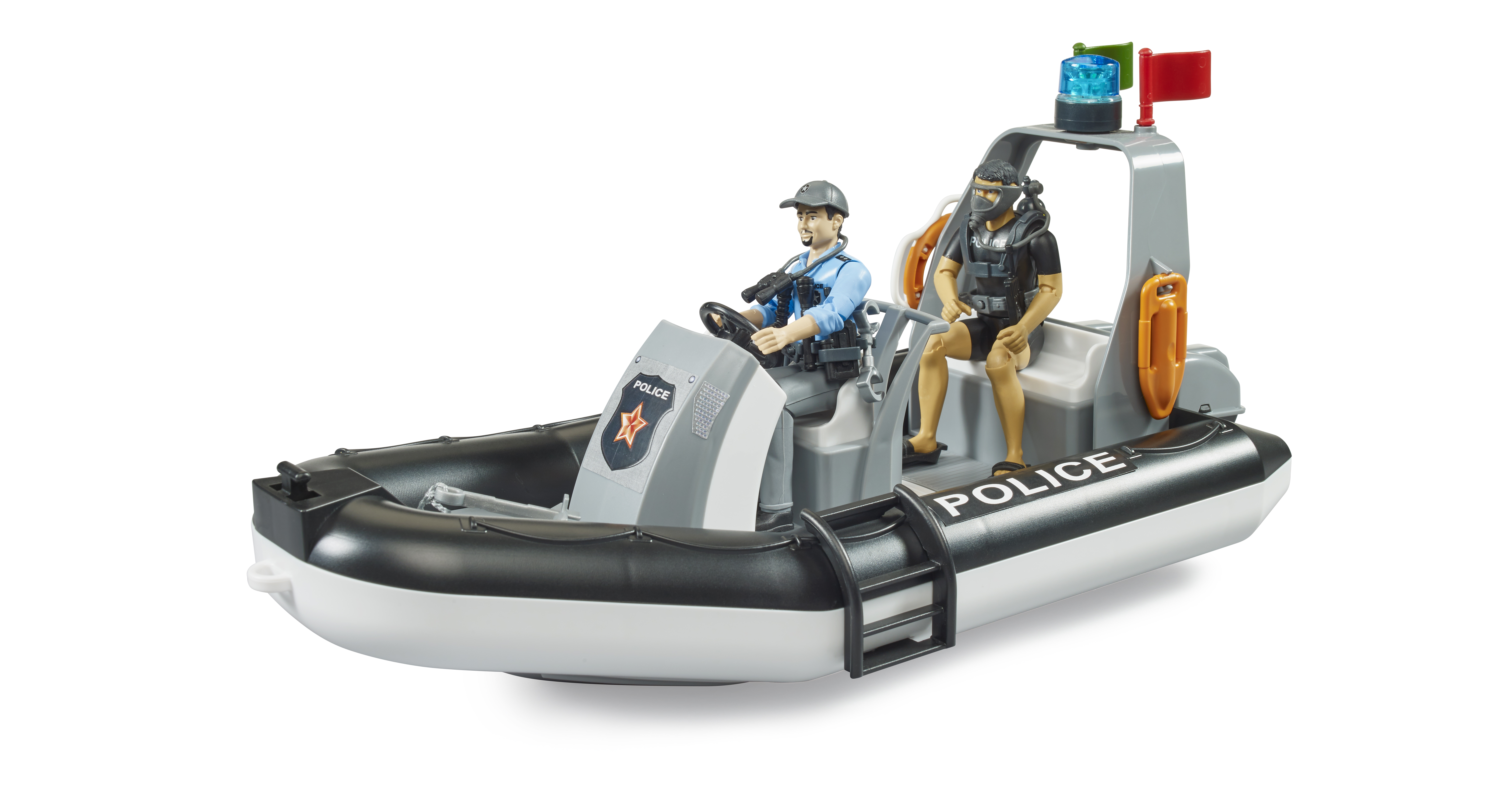 Bote neumático de policía bworld con policía, buceador y accesorios