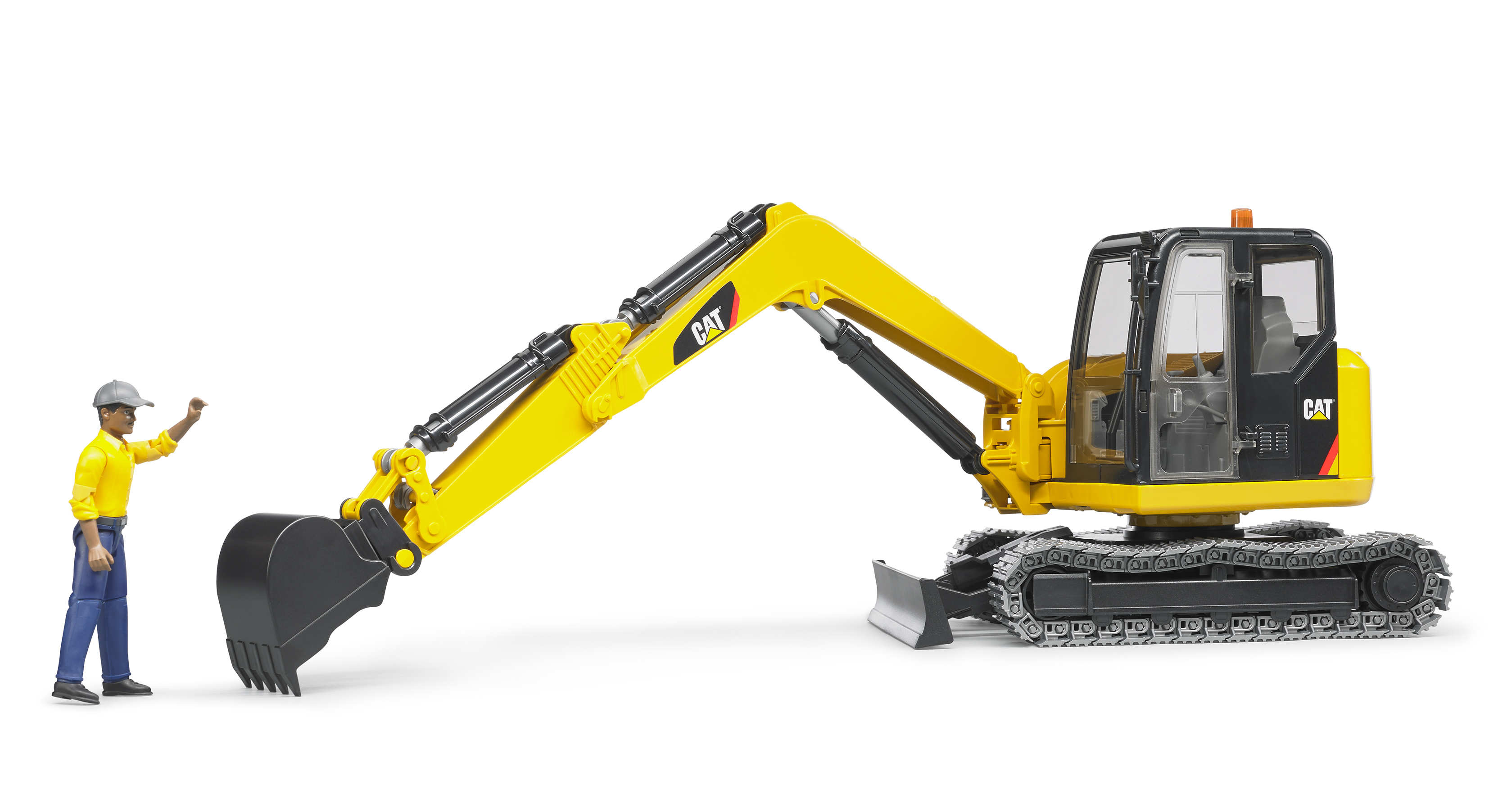Cat Miniexcavadora con trabajador