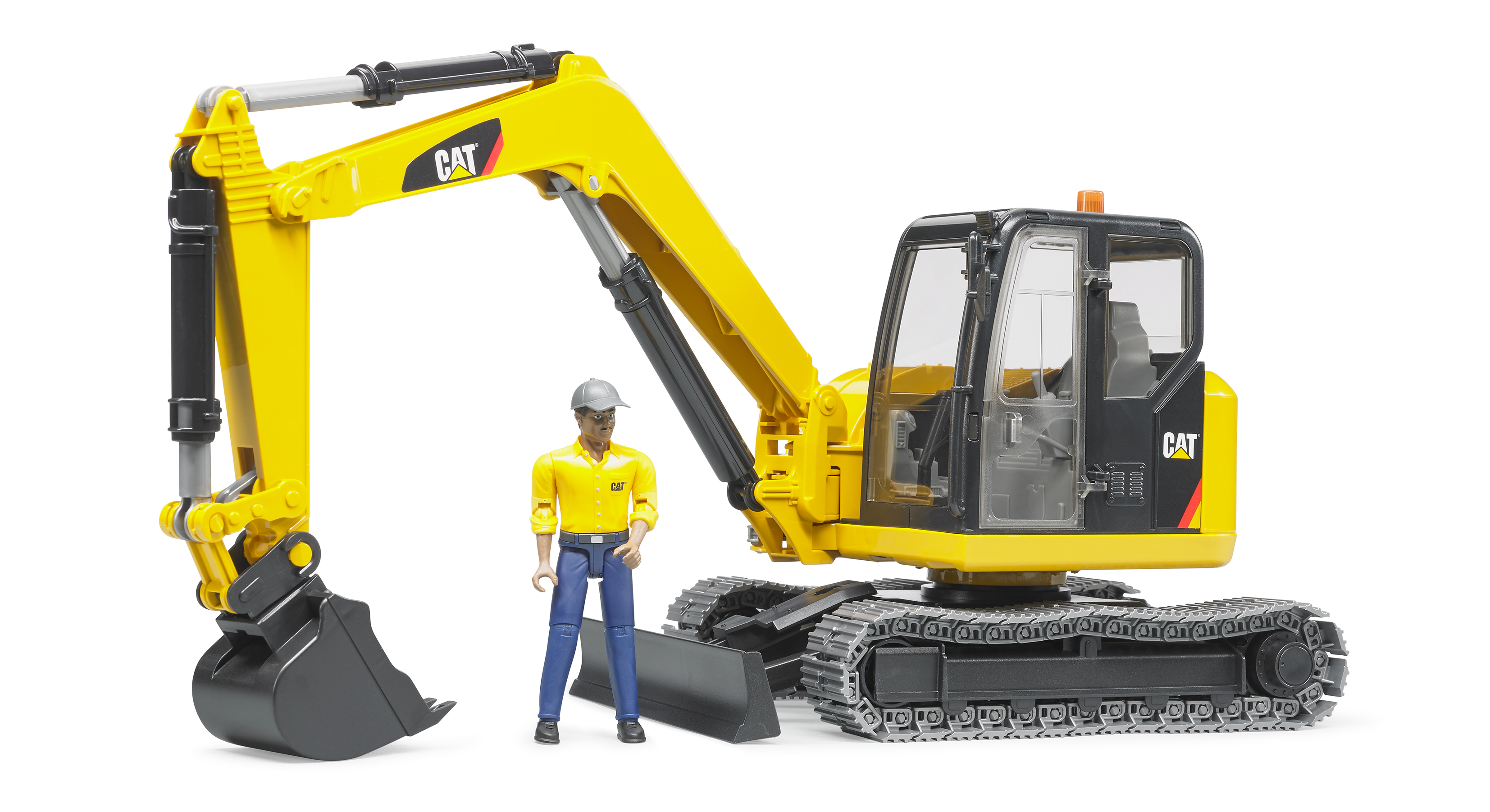 Cat Miniexcavadora con trabajador