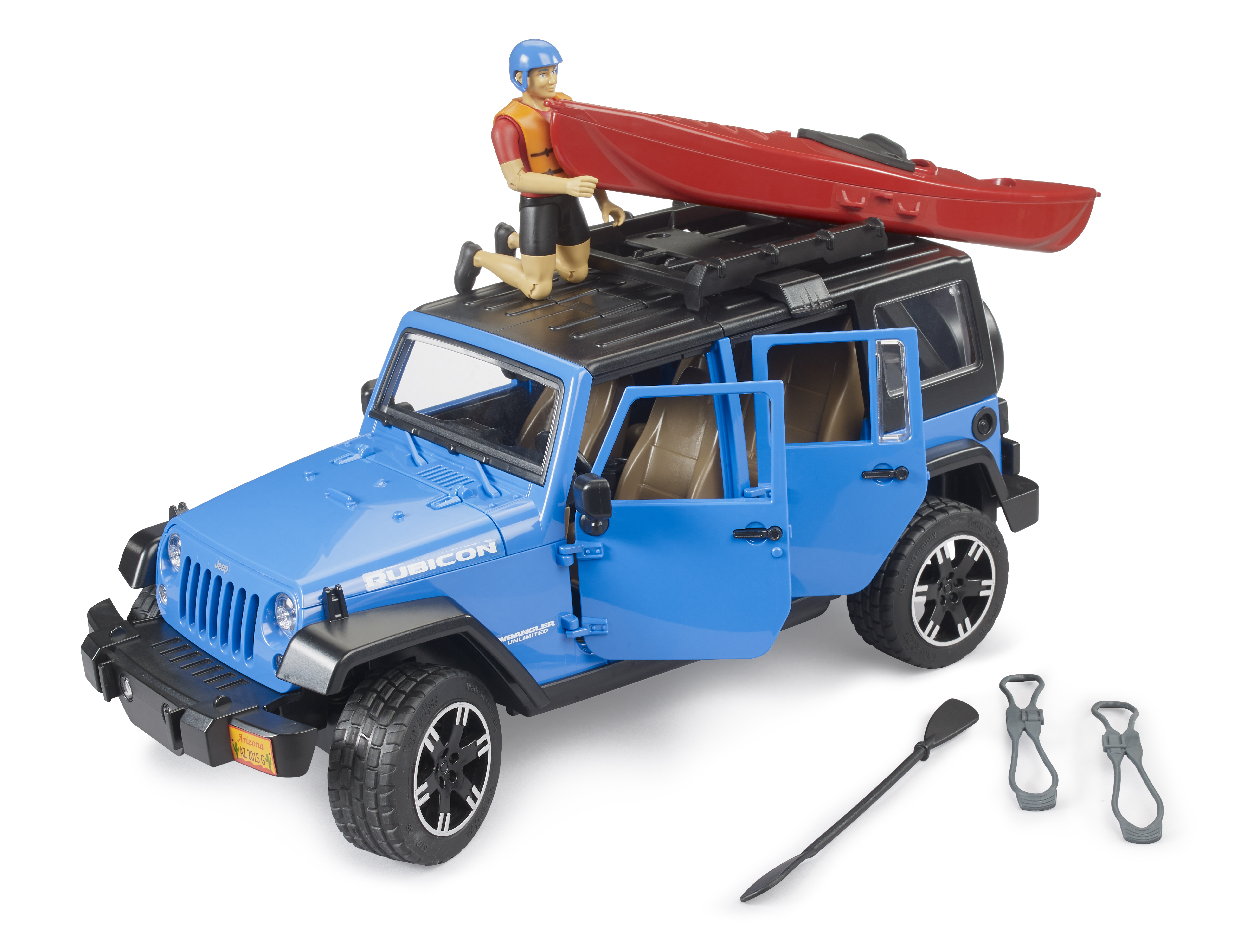 Jeep Wrangler Rubicon Unlimited con kayak y kayakista Jeep Wrangler Rubicon Unlimited con kayak y kayakista
