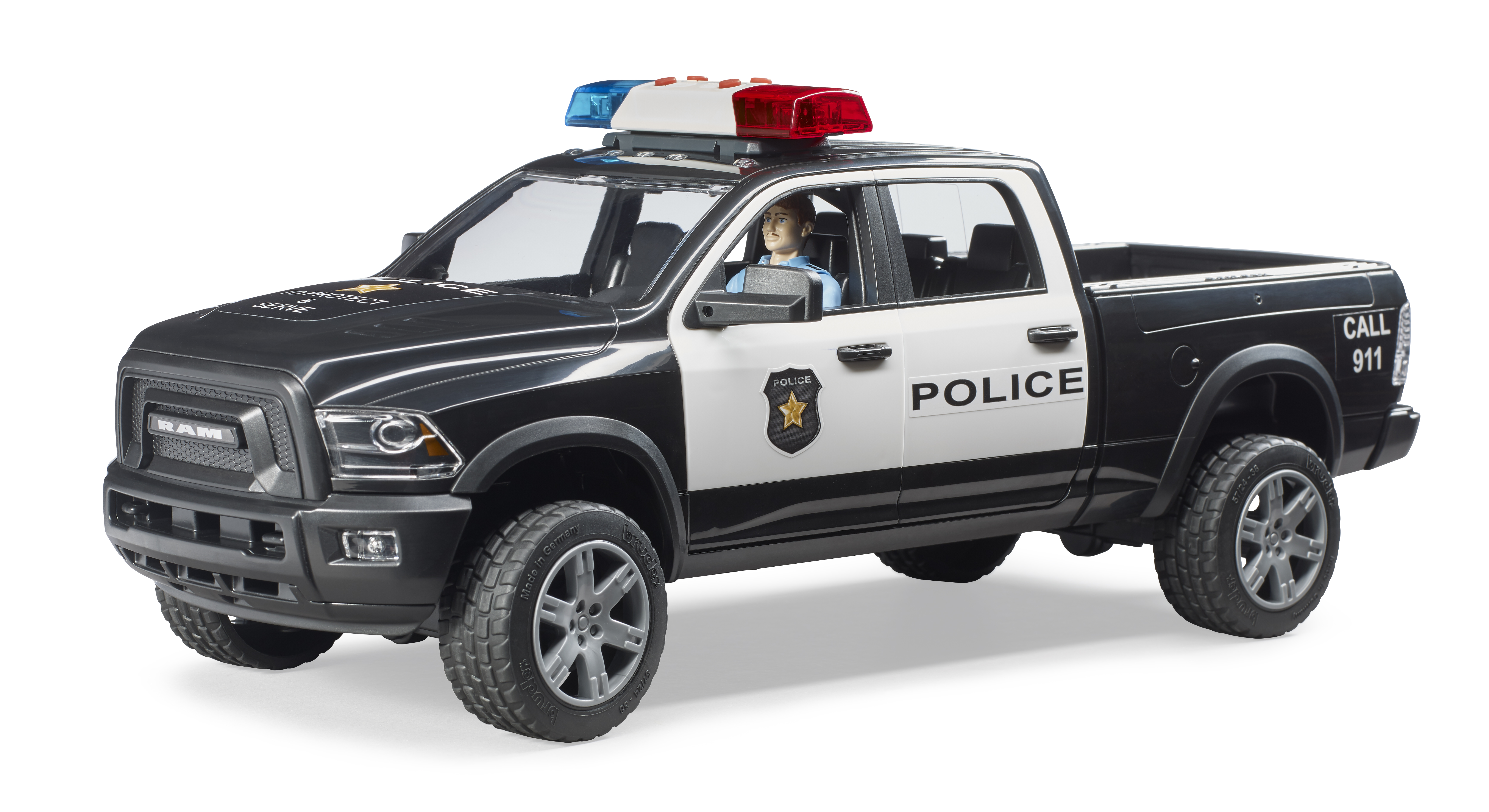 Camioneta policial RAM 2500 con policía Camioneta policial RAM 2500 con policía