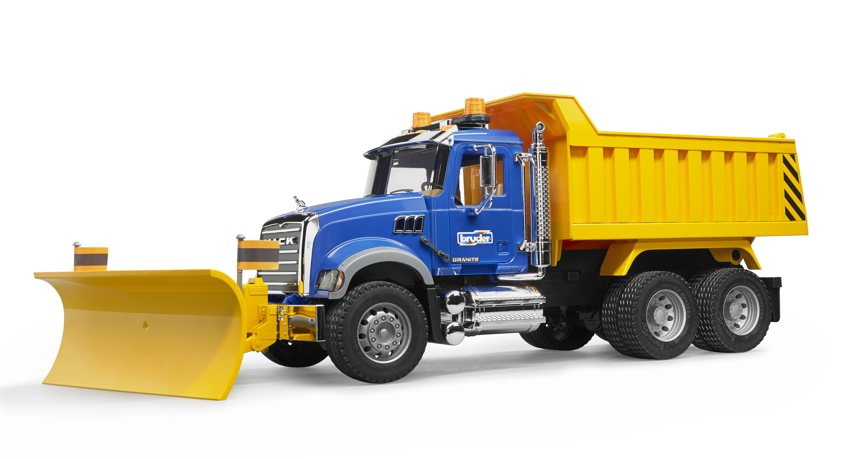 MACK Granite LKW mit Kippmulde, Räumschild und Light & Sound Module inkl. Batterie