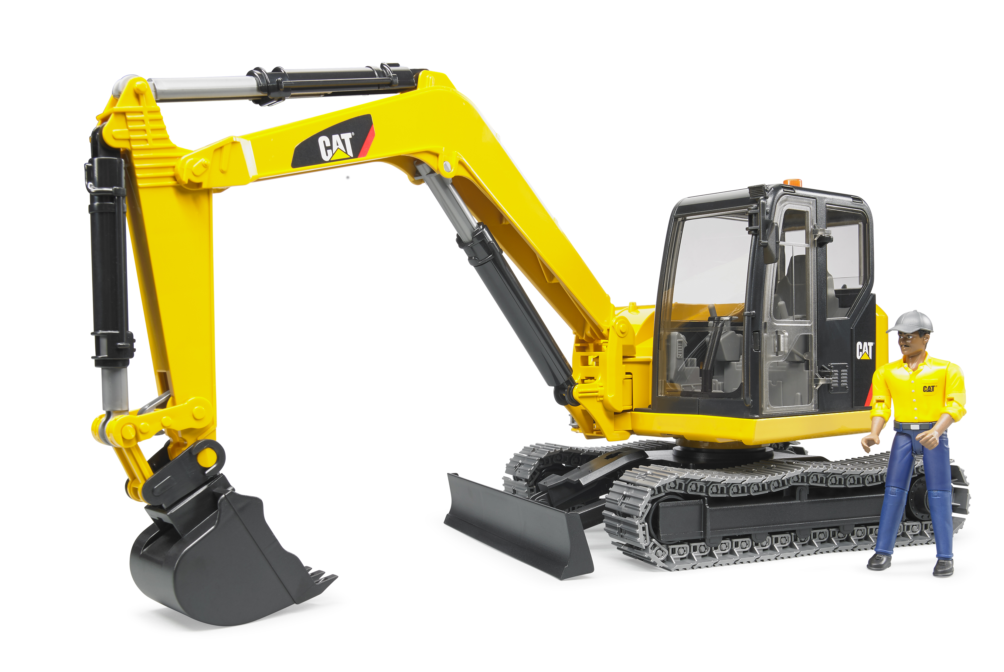Cat Miniexcavadora con trabajador