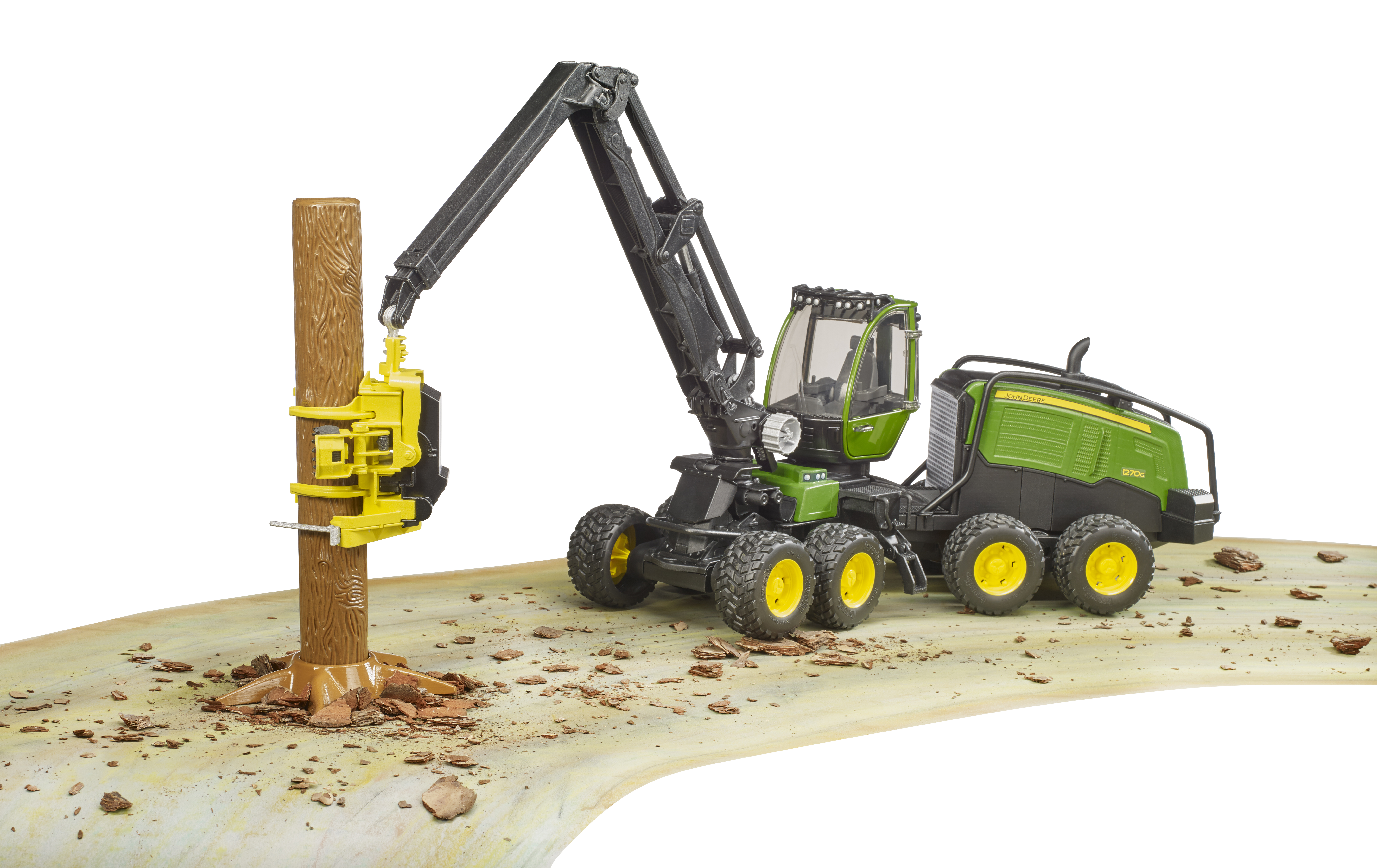 Abatteuse John Deere 1270G avec 1 tronc d'arbre Abatteuse John Deere 1270G avec 1 tronc d'arbre