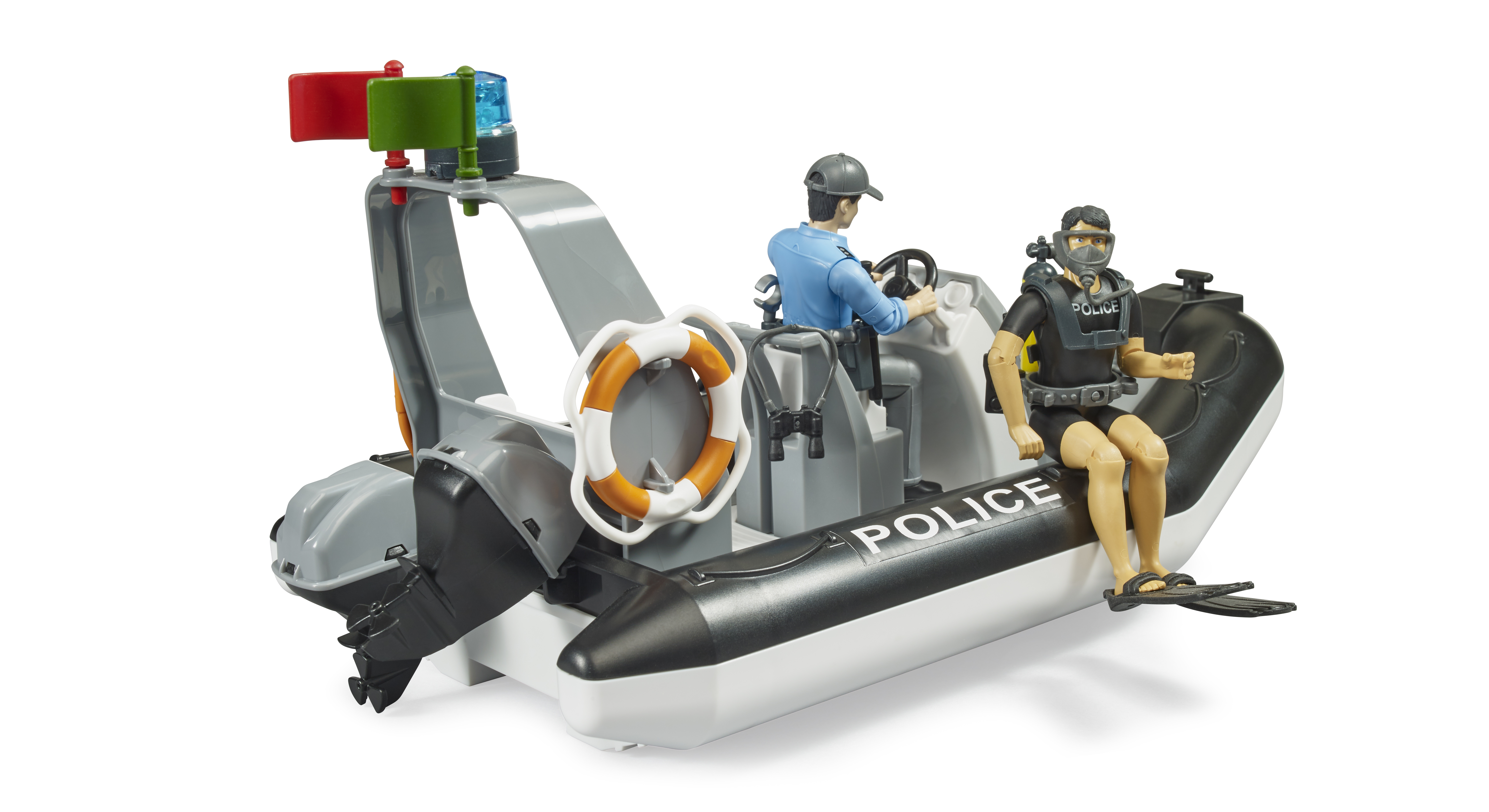 bworld Police boat with rotating beacon light, 2 figures and accessories bworld Police boat with rotating beacon light, 2 figures and accessories