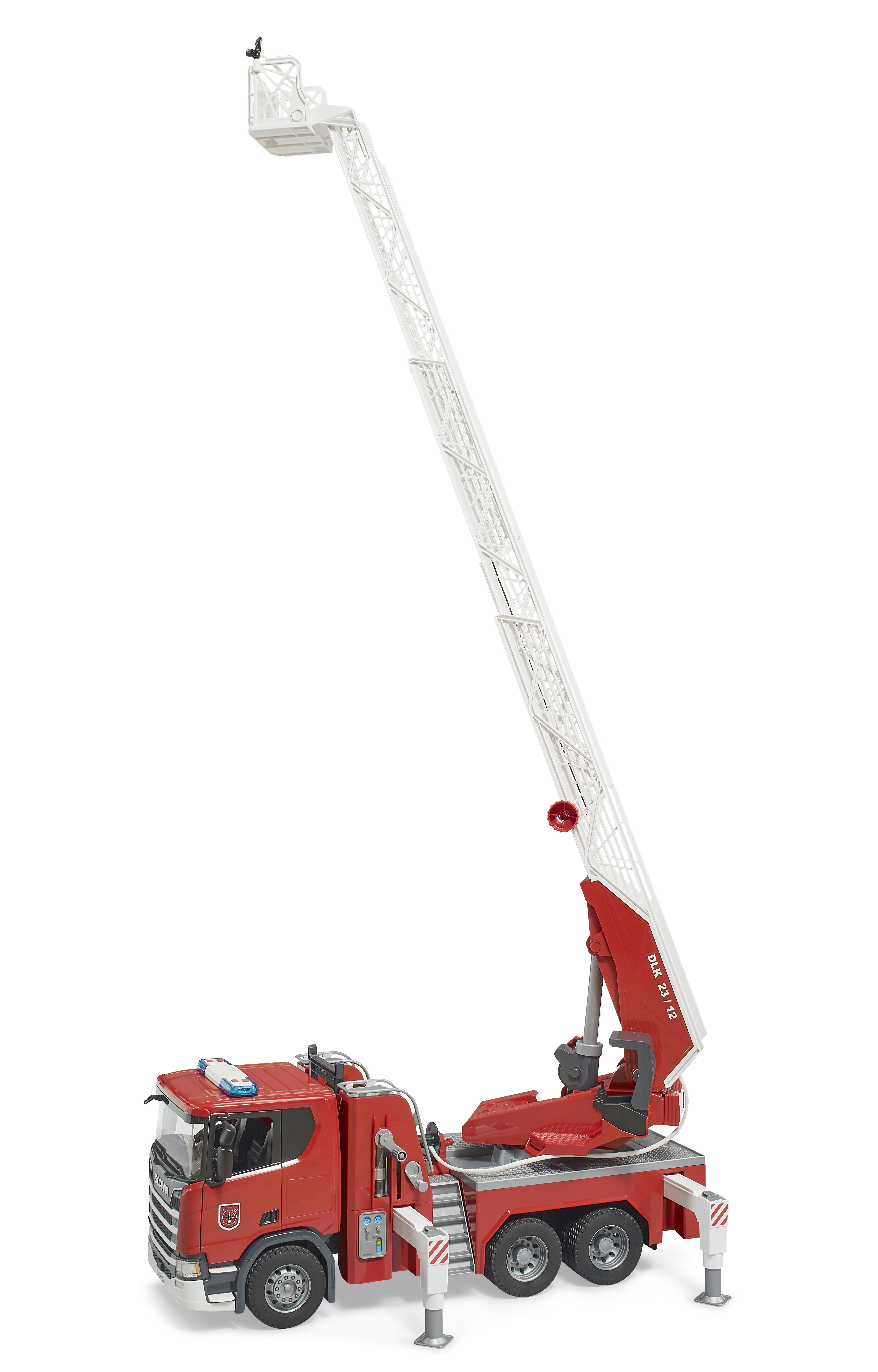 Camión de bomberos Scania Super 560R con escalera giratoria,  bomba de agua y módulo de luces y sonido